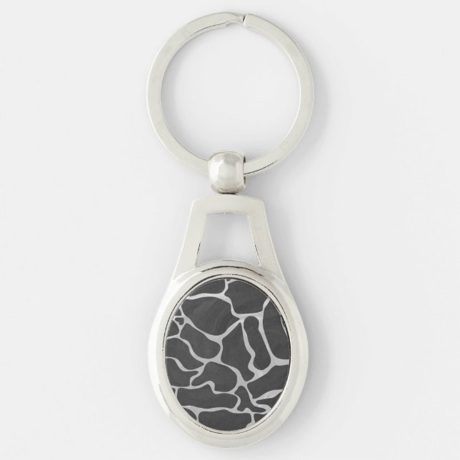 Giraffe Black and Light Gray Print Keychain (Front)