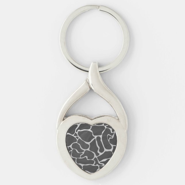 Giraffe Black and Light Gray Print Keychain (Front)