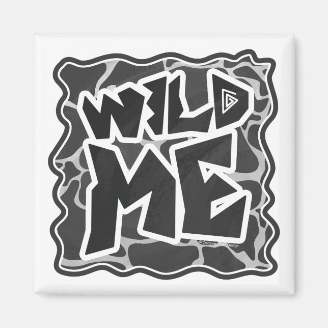 Giraffe Black and Light Gray Print Magnet (Front)