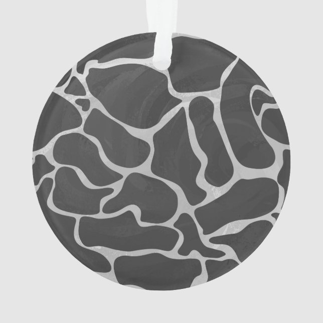 Giraffe Black and Light Gray Print Ornament (Back)