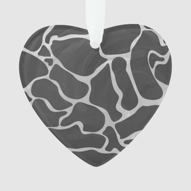 Giraffe Black and Light Gray Print Ornament (Front)