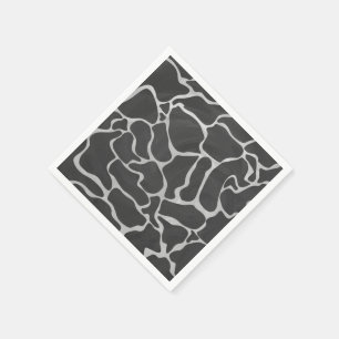 Giraffe Black and Light Gray Print Paper Napkins