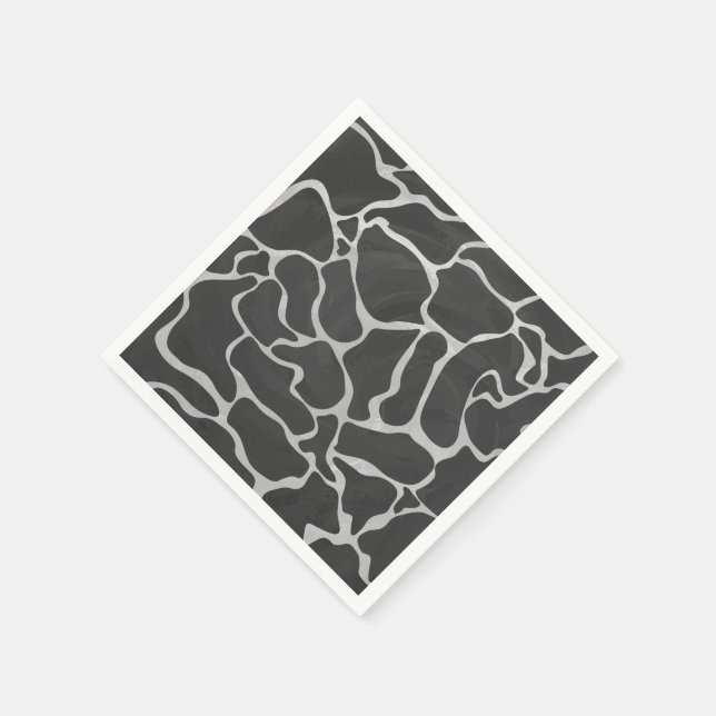Giraffe Black and Light Gray Print Paper Napkins (Corner)