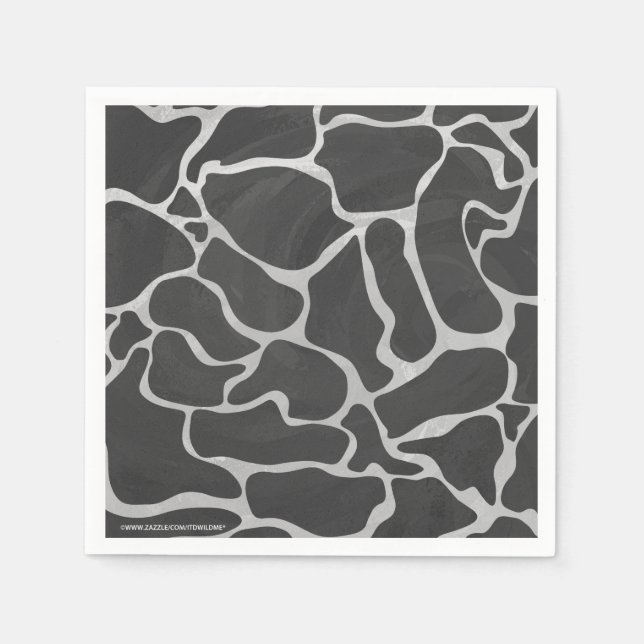 Giraffe Black and Light Gray Print Paper Napkins (Front)