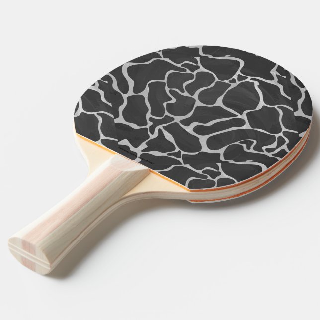 Giraffe Black and Light Gray Print Ping Pong Paddle (Front Angle)