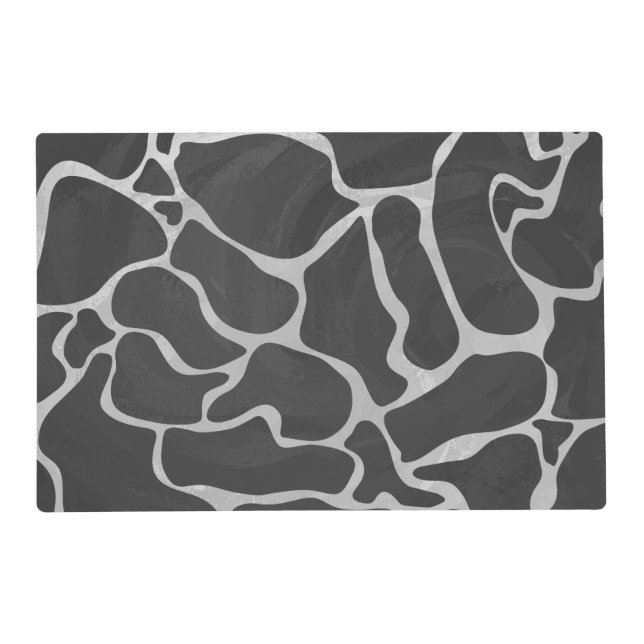 Giraffe Black and Light Gray Print Placemat (Front)