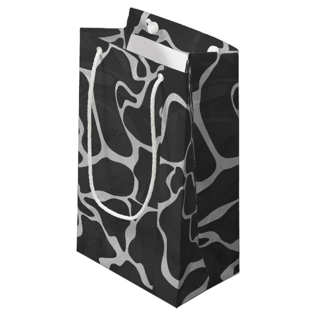 Giraffe Black and Light Gray Print Small Gift Bag (Front Angled)