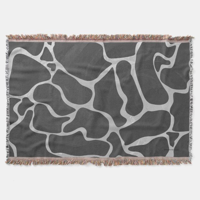 Giraffe Black and Light Gray Print Throw Blanket (Front)
