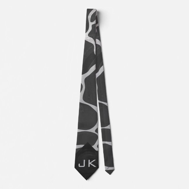 Giraffe Black and Light Gray Print Tie (Front)