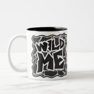 Giraffe Black and Light Gray Print Two-Tone Coffee Mug