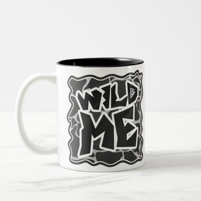 Giraffe Black and Light Gray Print Two-Tone Coffee Mug (Left)