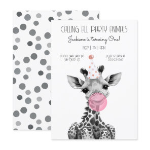 Giraffe black and white Birthday Party Invitation