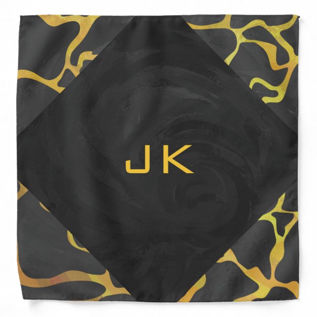 Giraffe Black and Yellow Print Bandana (Front)