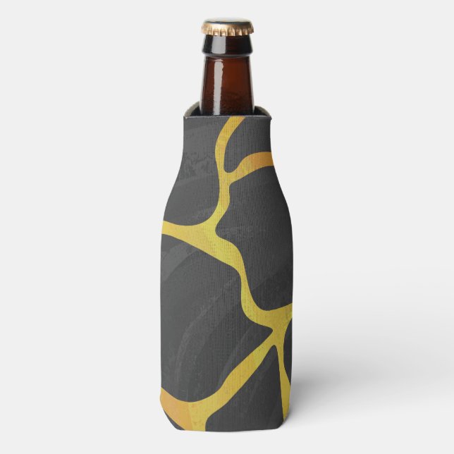 Giraffe Black and Yellow Print Bottle Cooler (Bottle Front)