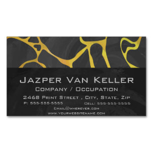 Giraffe Black and Yellow Print Business Card Magnet