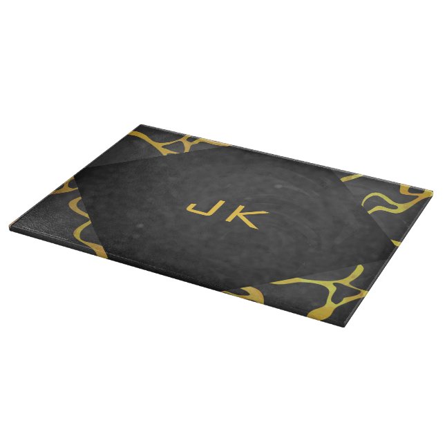 Giraffe Black and Yellow Print Cutting Board (Corner)