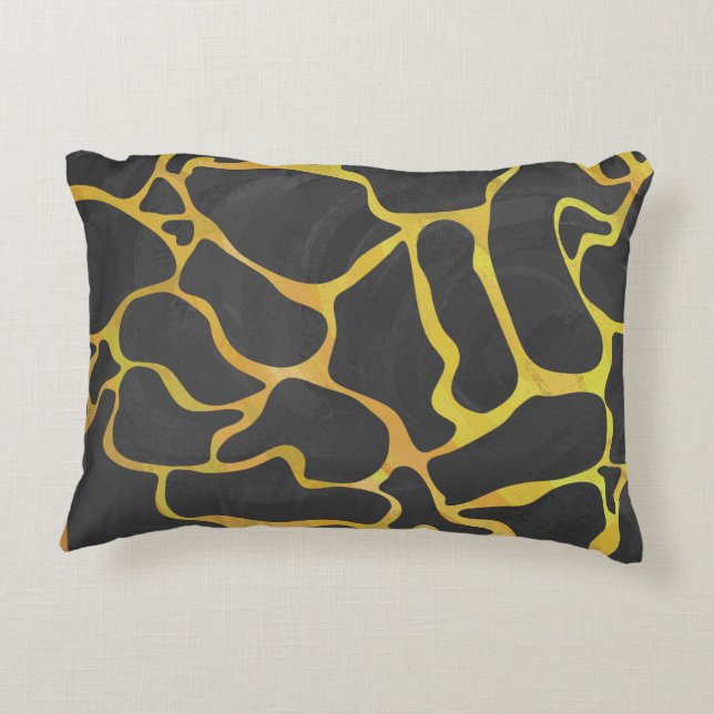 Giraffe Black and Yellow Print Decorative Pillow (Back)