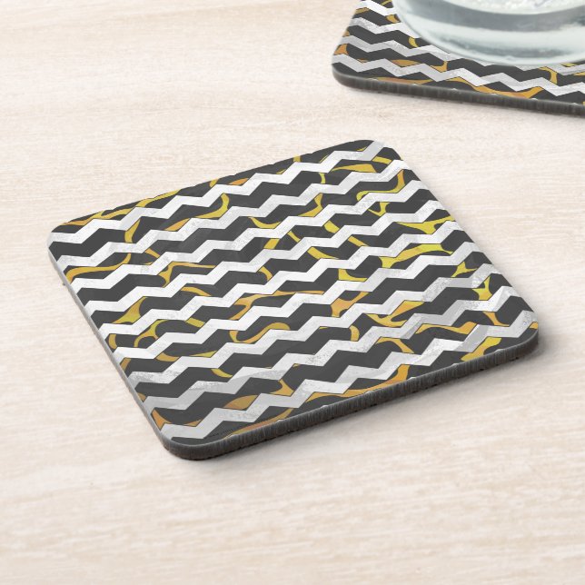 Giraffe Black and Yellow Print Drink Coaster (Left Side)