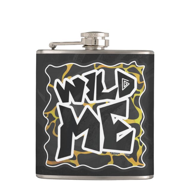Giraffe Black and Yellow Print Flask (Front)