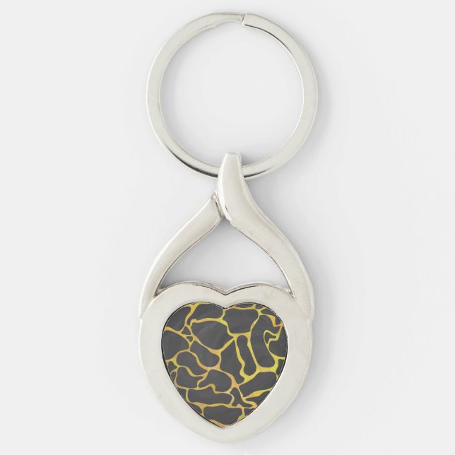 Giraffe Black and Yellow Print Keychain (Front)