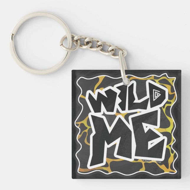 Giraffe Black and Yellow Print Keychain (Front)