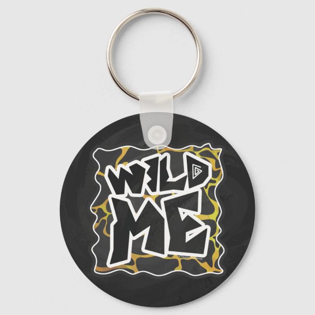 Giraffe Black and Yellow Print Keychain (Front)