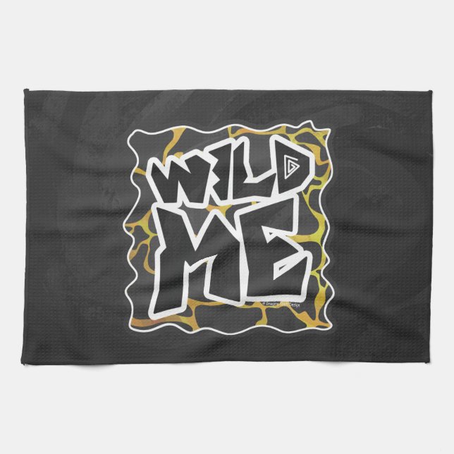 Giraffe Black and Yellow Print Kitchen Towel (Horizontal)