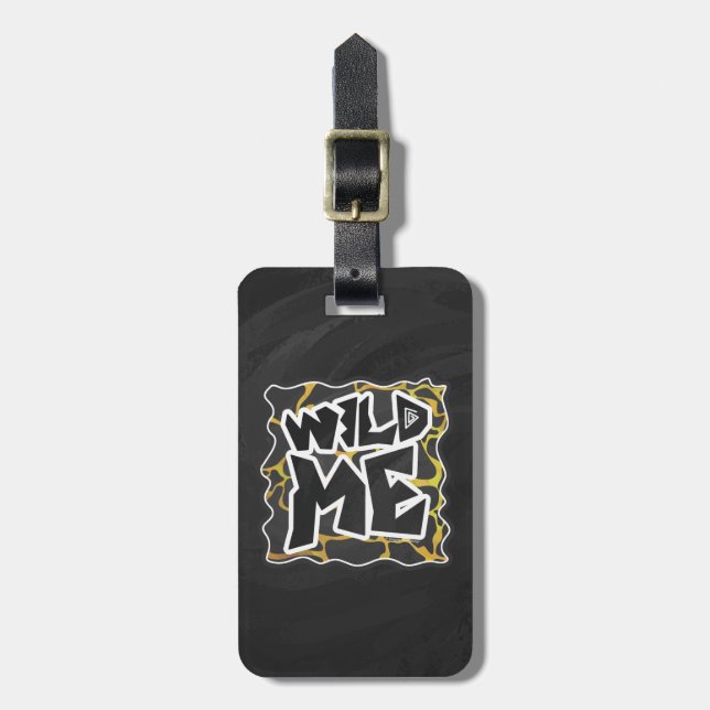 Giraffe Black and Yellow Print Luggage Tag (Front Vertical)