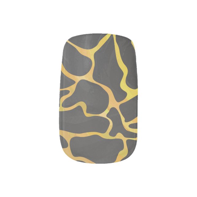 Giraffe Black and Yellow Print Minx Nail Art (Left Thumb)