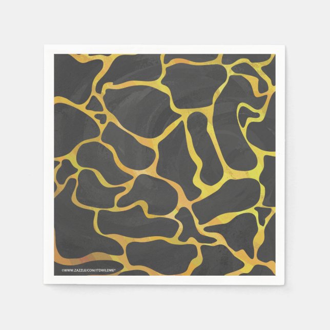 Giraffe Black and Yellow Print Napkins (Front)