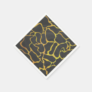 Giraffe Black and Yellow Print Paper Napkins