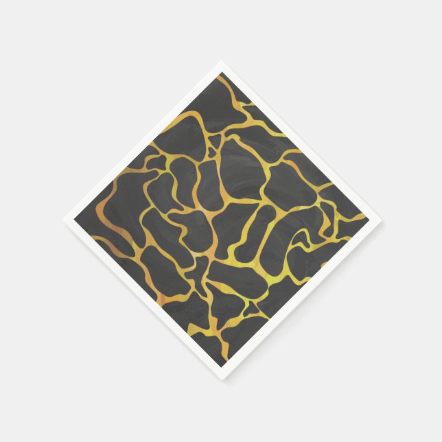 Giraffe Black and Yellow Print Paper Napkins (Corner)