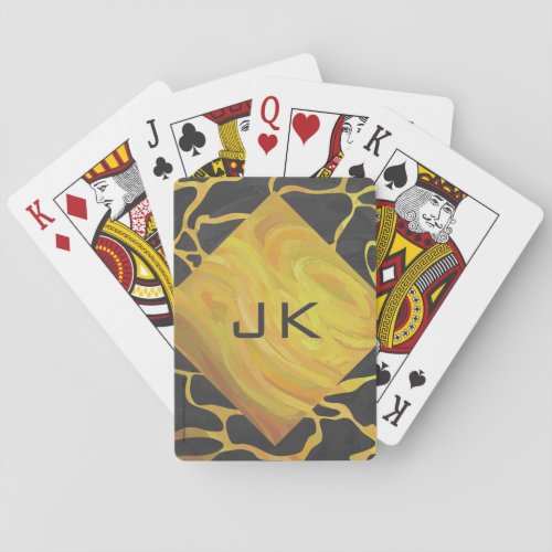 Giraffe Black and Yellow Print Poker Cards