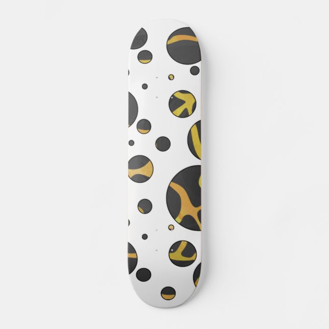 Giraffe Black and Yellow Print Skateboard Deck (Front)
