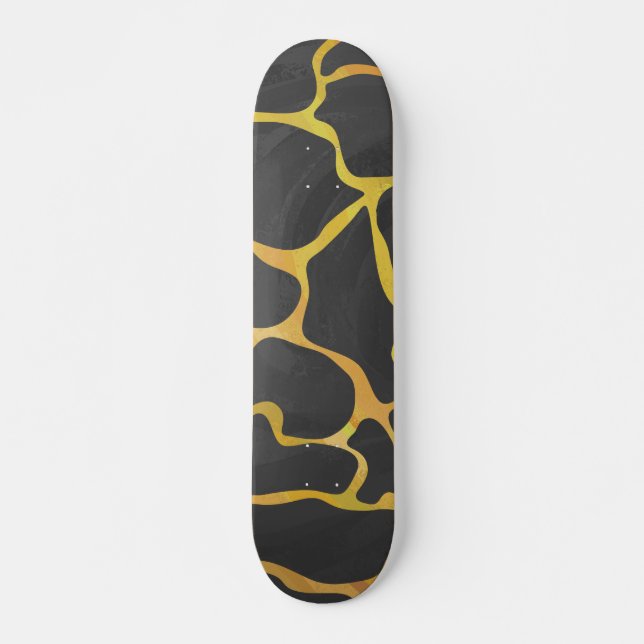 Giraffe Black and Yellow Print Skateboard Deck (Front)