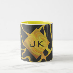 Giraffe Black and Yellow Print Two-Tone Coffee Mug