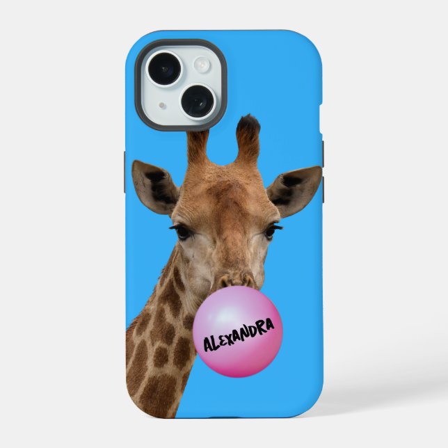 Giraffe Blowing Gum Bubble Iphone Case (Back)