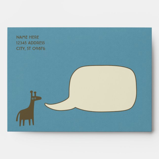 Giraffe Blue Baby Shower Invitations Envelope (Front)