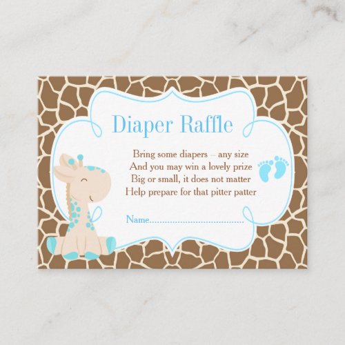 Giraffe Blue Boy Diaper Raffle Invitation