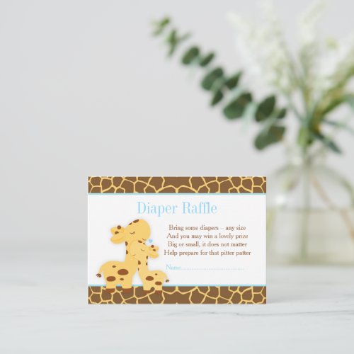 Giraffe Blue Boy Diaper Raffle Invitation