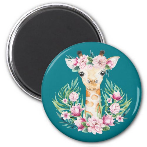 Giraffe Boho Flowers Pretty Teen Girls Graphics Magnet