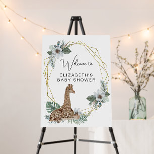 Giraffe Boho Watercolor Baby Shower Welcome Sign