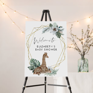 Giraffe Boho Watercolor Baby Shower Welcome Sign