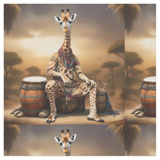 Giraffe Bongo Drum Player, Fabric