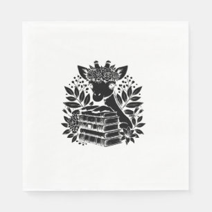 Giraffe Books Bookworm Library Book Reading Biblio Napkins