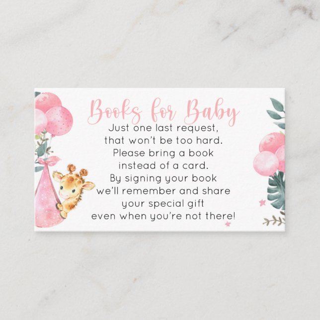 Giraffe Books for Baby Girl Cards (Front)