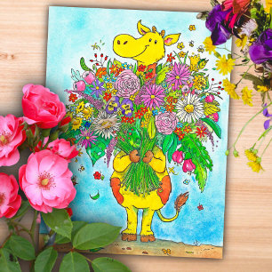 Giraffe bouquet postcard 