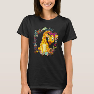 Giraffe Bow Tie Leopard Flowers Family Happy Mothe T-Shirt