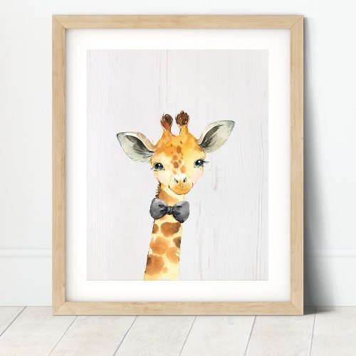 Giraffe Bowtie Safari Jungle Nursery Art Print