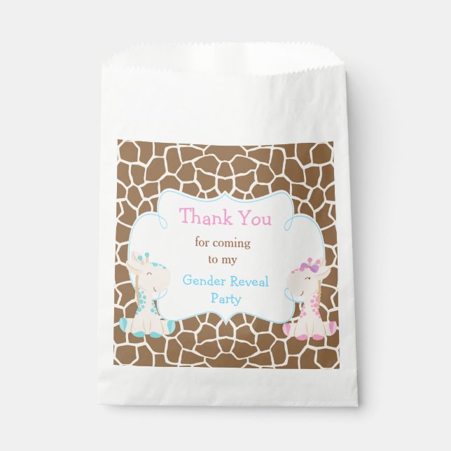 Giraffe Boy & Girl Gender Reveal Party Favor Bag (Front)